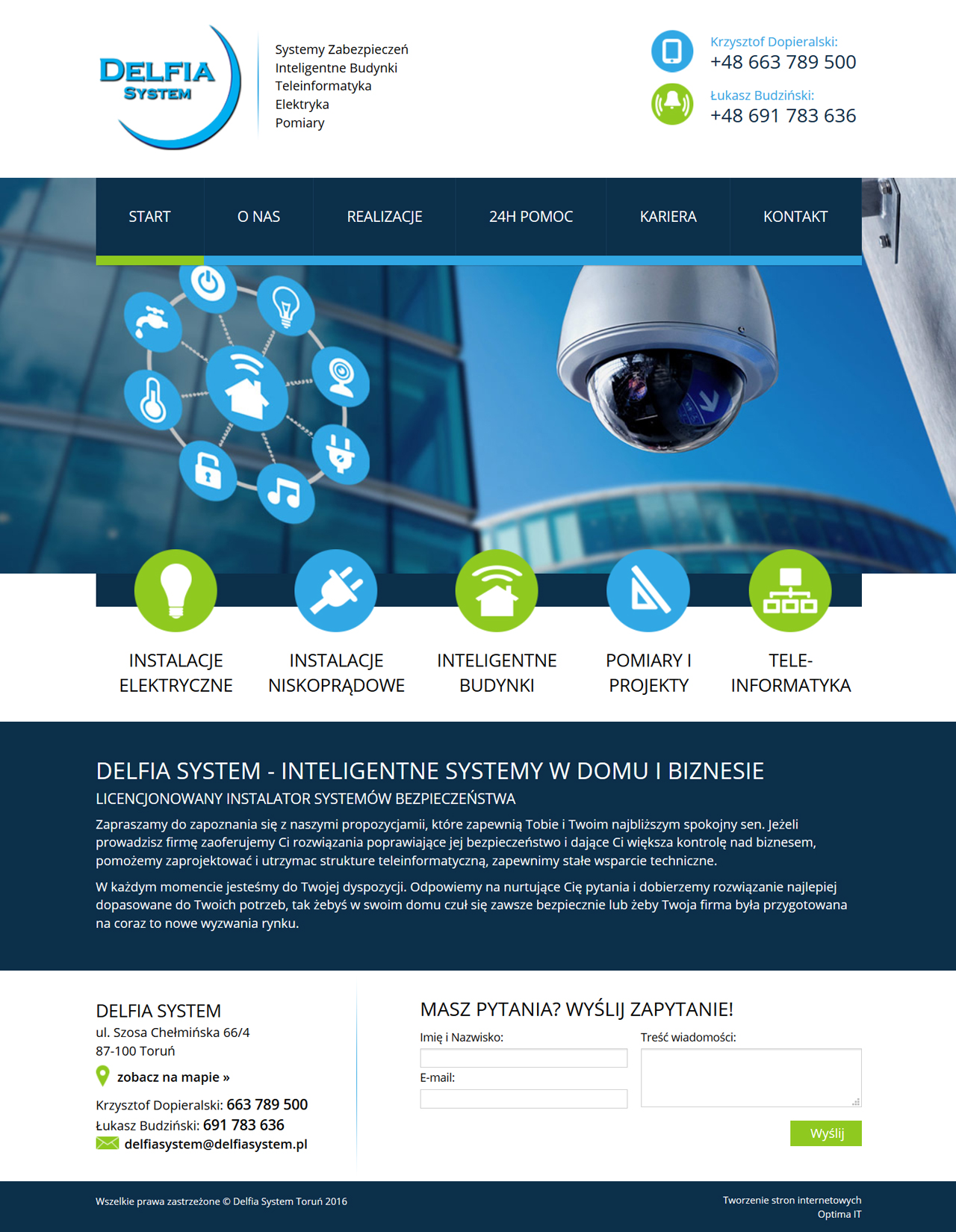 Strona www dla firmy oferującej systemy zabezpieczeń -  Delfia System
